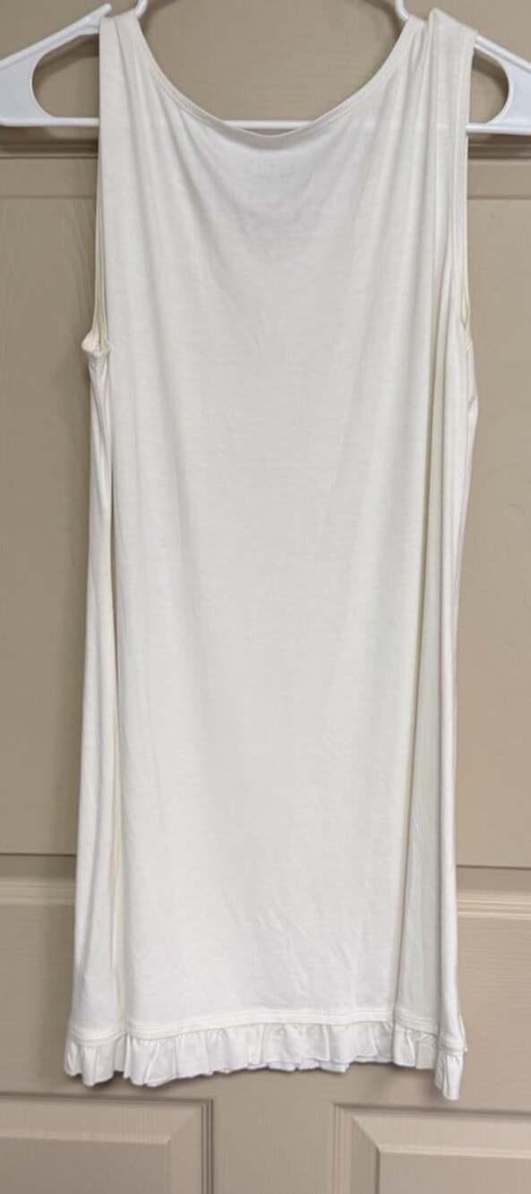 LOGO Layers Lori Goldstein Ivory Ruffle Hem Tank Top Medium - Picture 4 of 5